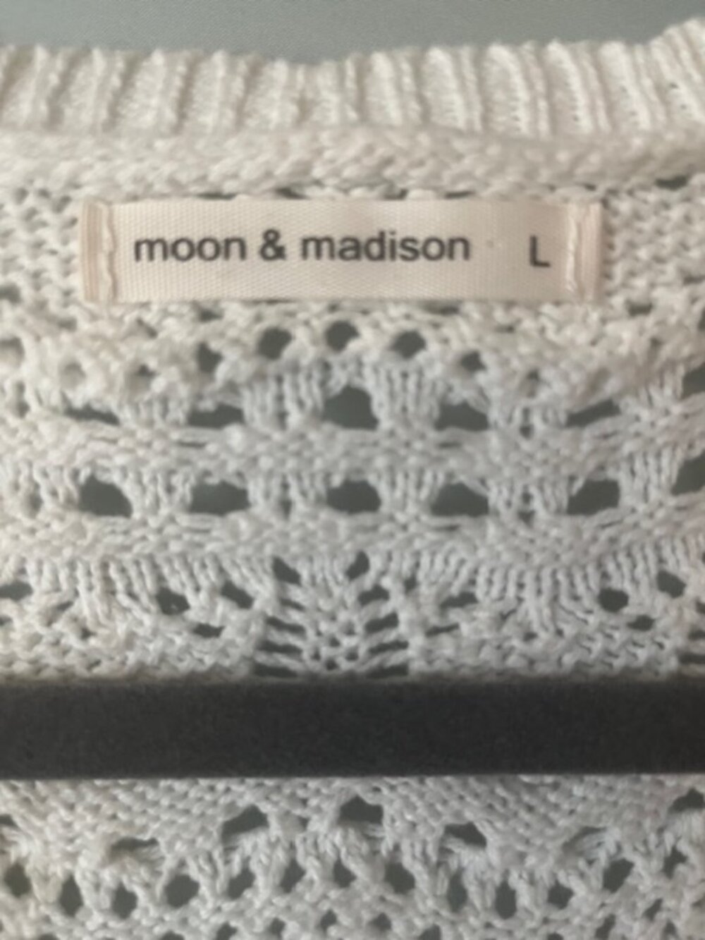 Moon & Madison White Crochet Front Tie Cardigan Sweater Large L - Picture 4 of 8